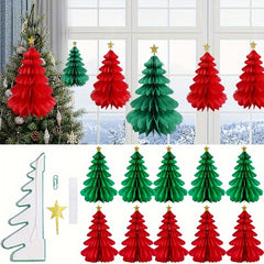 Xmas Tree Decoration Paper Honeycomb Pendant Merry Christmas Hanging Ornaments