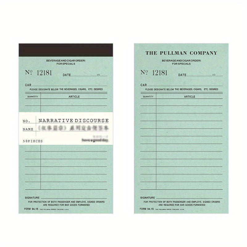 50PCS Retro Bill Memo Pad Narrative Chapter Series Material Decorative Paper