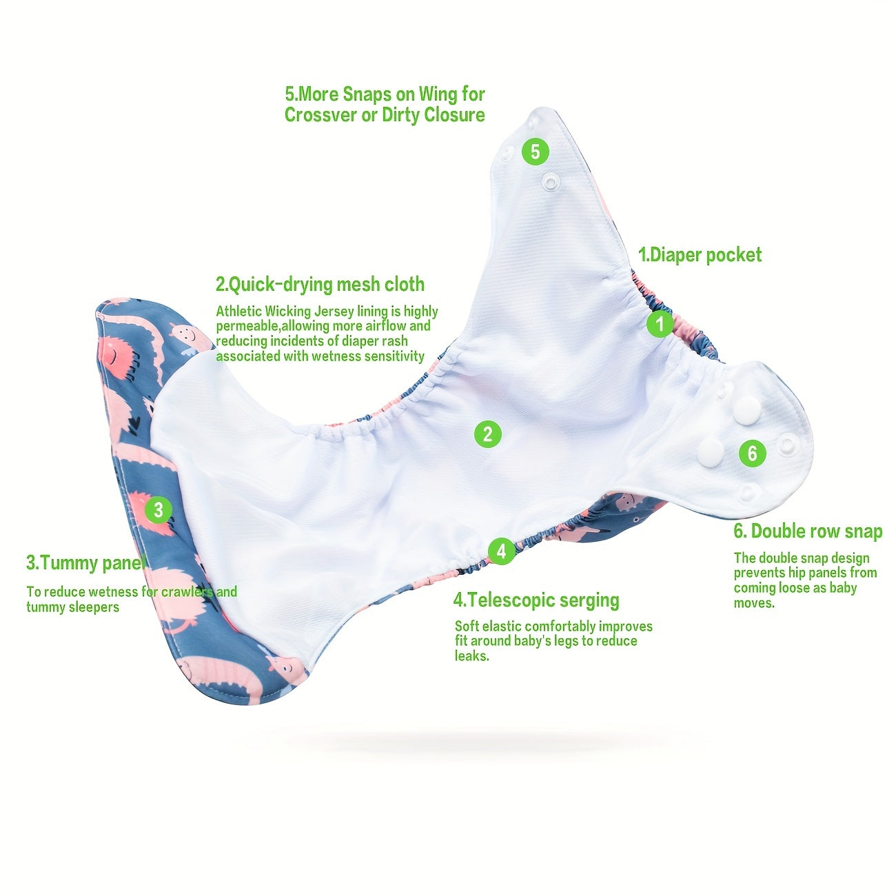 Mumsbest Reusable Cloth Diaper for Infants 8-60 lbs