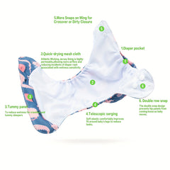 Mumsbest Reusable Cloth Diaper for Infants 8-60 lbs