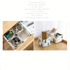 2pcs Fabric Storage Box Desktop Basket Stationery And Cosmetics Storage