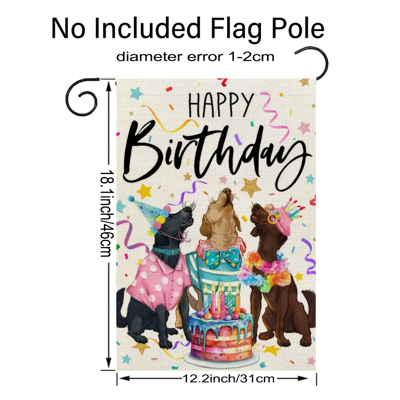 Happy Birthday Garden Flag Double Sided Burlap Outside Dogs Cake Party Gift