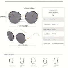 Large Rimless Sunglasses Round Gradient UV400 Sun Shades
