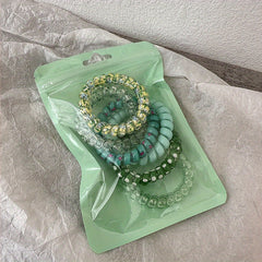 6PCS Floral Print Spiral Hair Tie Elastic Ponytail Holder