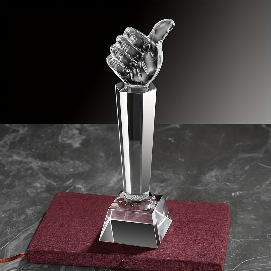 Crystal Glass Thumbs Trophy for Employee Appreciation and Sports Awards