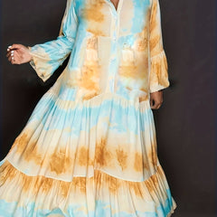  Tie Dye Bell Sleeve Maxi Dress