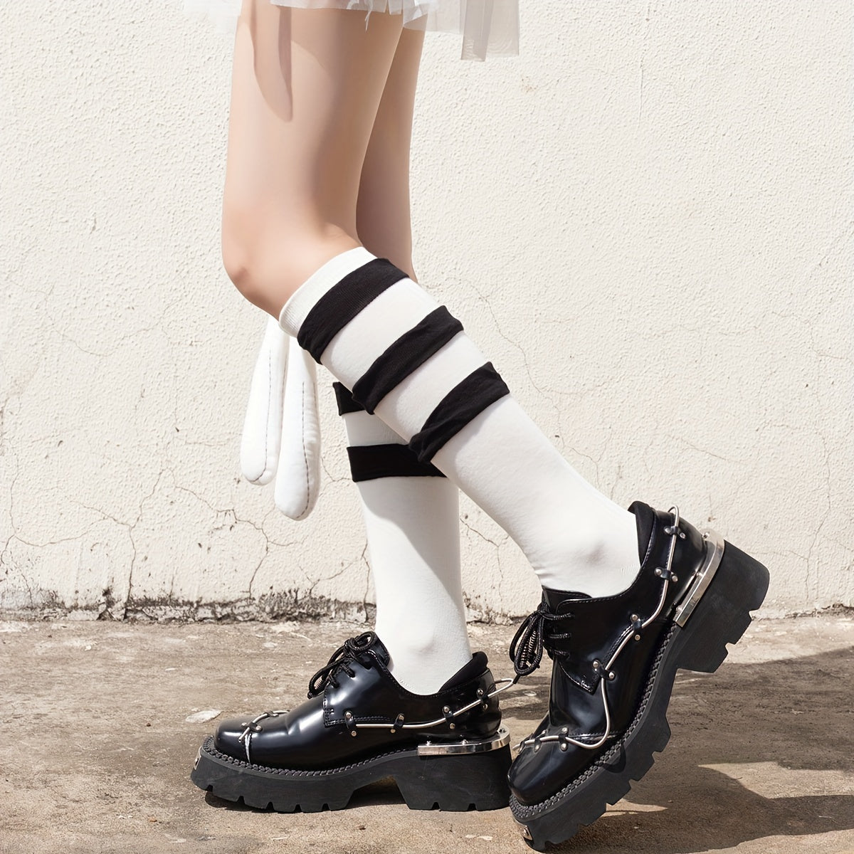 Colorblock Striped Calf Socks Knee High Stockings & Hosiery