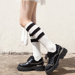 Colorblock Striped Calf Socks Knee High Stockings & Hosiery