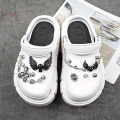 Metal Skull & Wings Shoe Charms for Clogs DIY Accessories