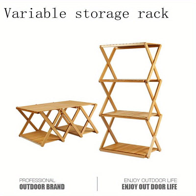 Portable Solid Wood Folding Shelf for Camping