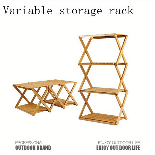 Portable Solid Wood Folding Shelf for Camping