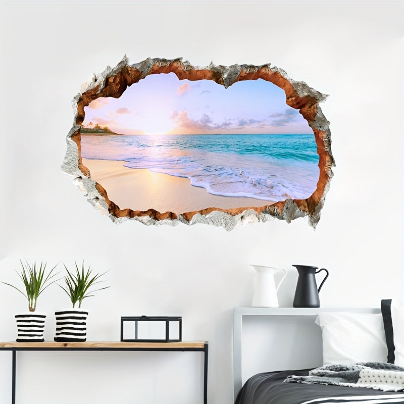 Dreamy Sky Waves Beach Wall Sticker 23.6x15.7inch