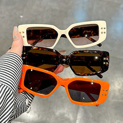 Y2K Square Cat Eye Sunglasses Rivet UV400 Sun Shades