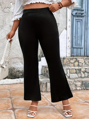  Elastic High Rise Flare Leg Crop Pants