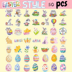 100pcs Easter Stickers Holographic Vinyl Reusable