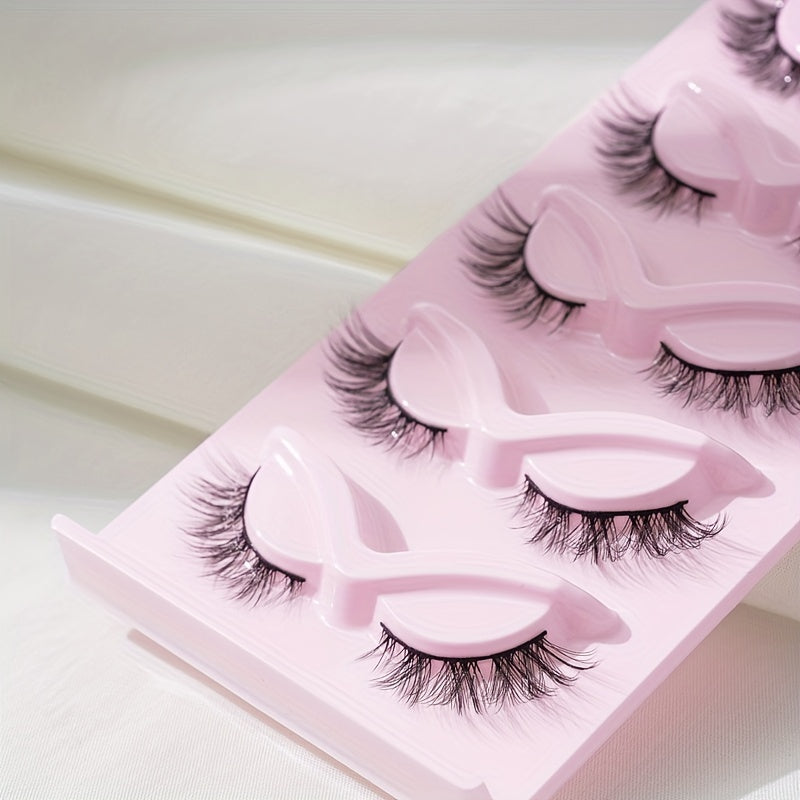 5 Pairs Fishtail Look False Eyelashes 15mm Volumized Cross Strip Lashes