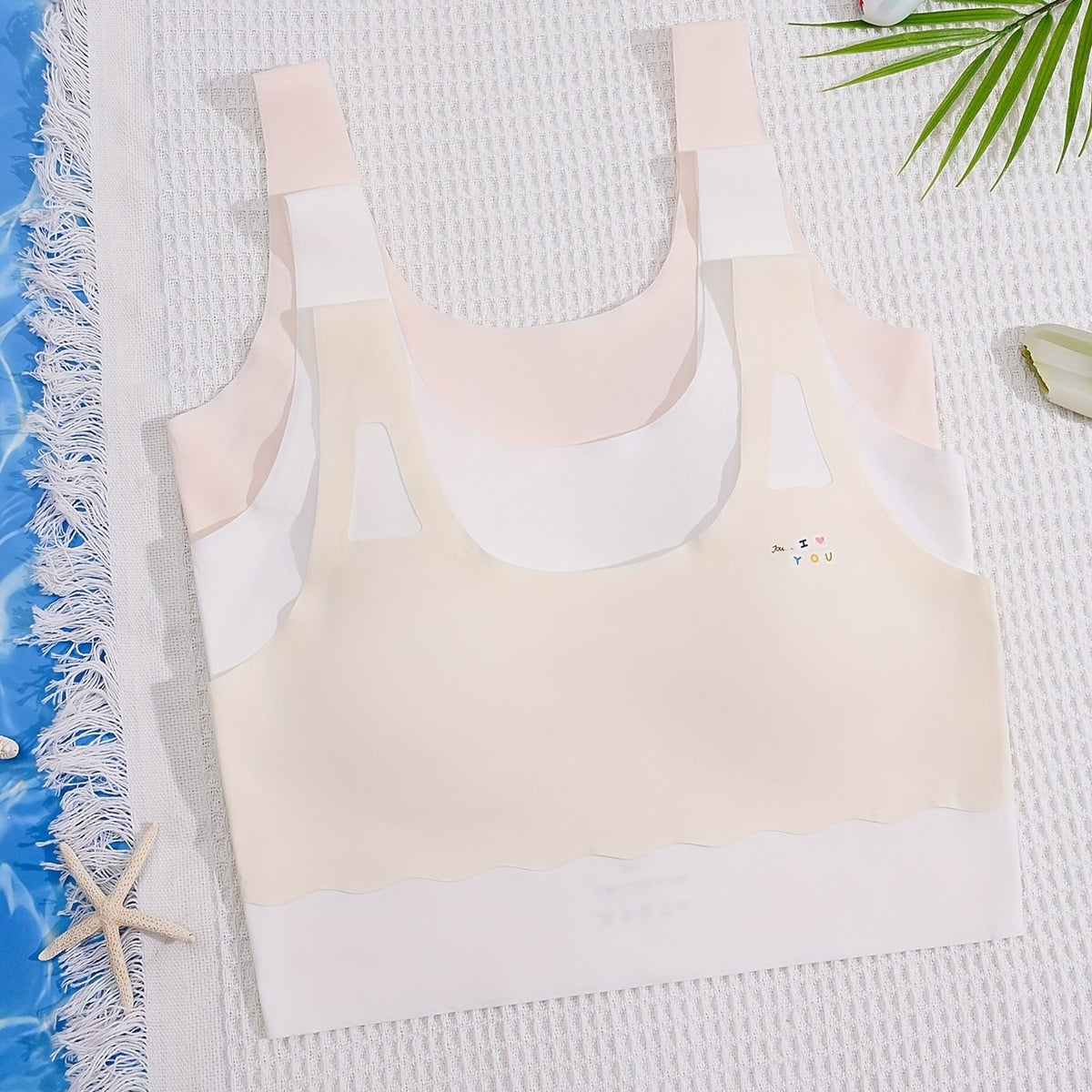 3pcs Seamless Bra Solid Underwear No Steel Ring Breathable Soft Bralette