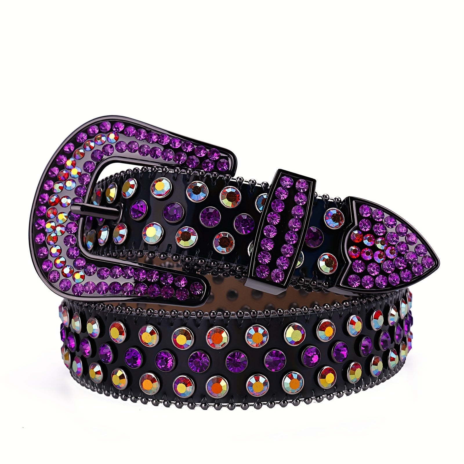 Purple Rhinestone Belt Cowboy Cowgirl Western Belt Strap