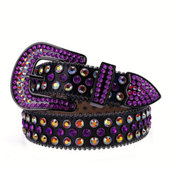 Purple Rhinestone Belt Cowboy Cowgirl Western Belt Strap