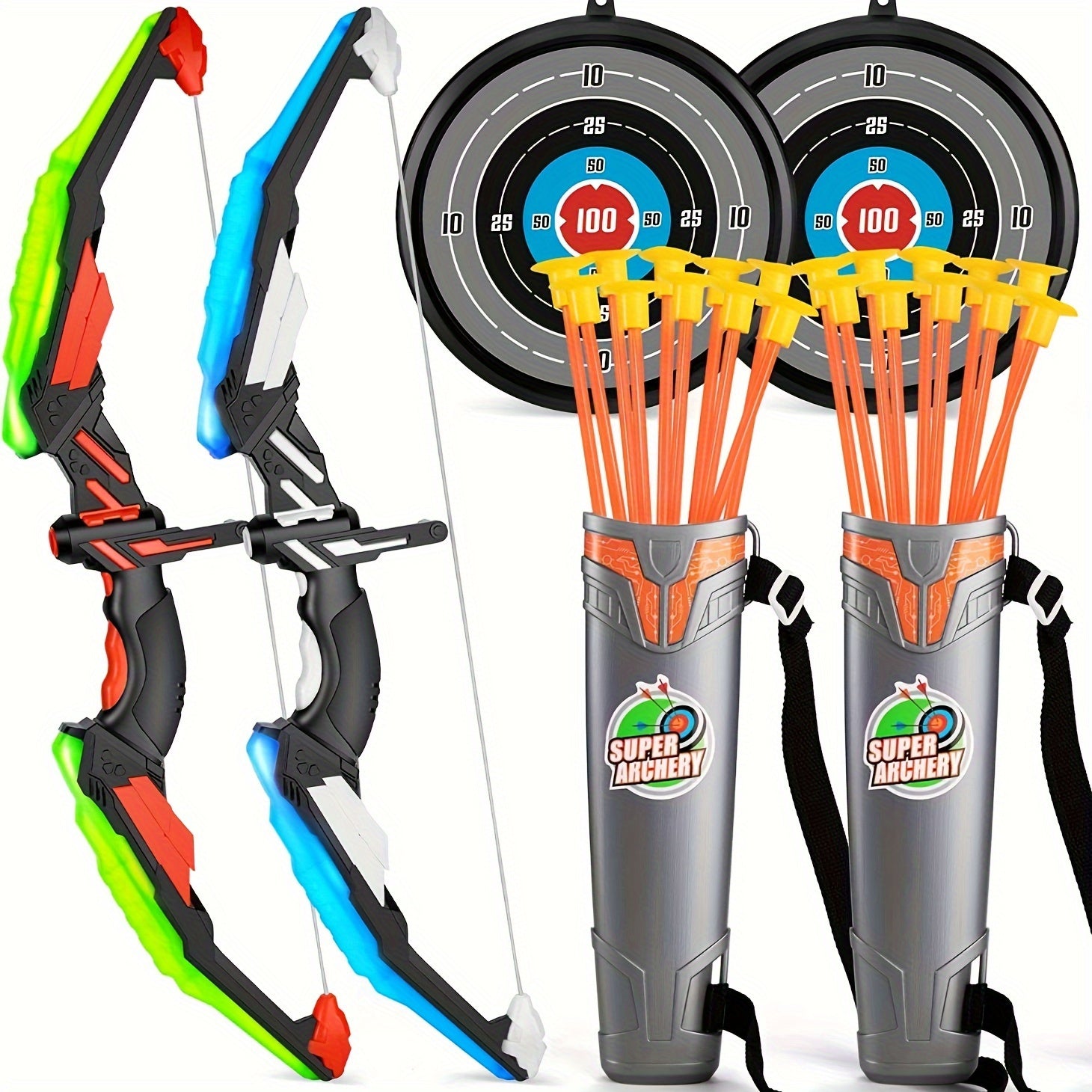 Kids Bow And Arrow LED Luminous Archery Set Indoor Outdoor Sports Gift