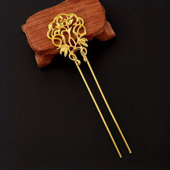 Retro Flower Hair Pin U Shaped Hair Stick Metal Hair Bun Maker