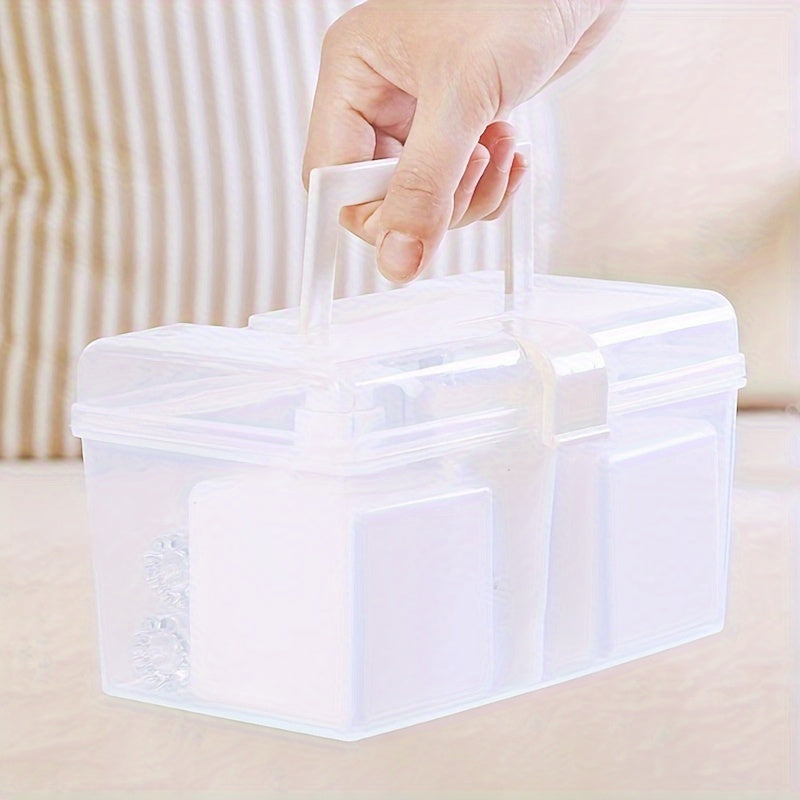 1PC Portable Storage Box Transparent Plastic Box With Lid Desktop Miscellaneous