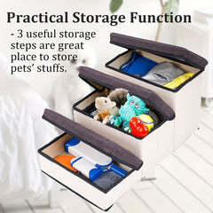 Foldable 3 Layer Dog Stairs For Small Dogs Cats