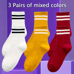 Striped Crew Socks Women's Mid Tube Stockings
