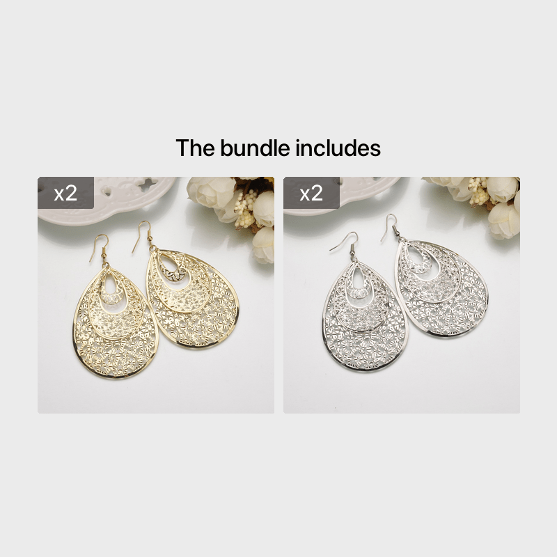Vintage Hollow Out Teardrop Dangle Drop Earrings For Women