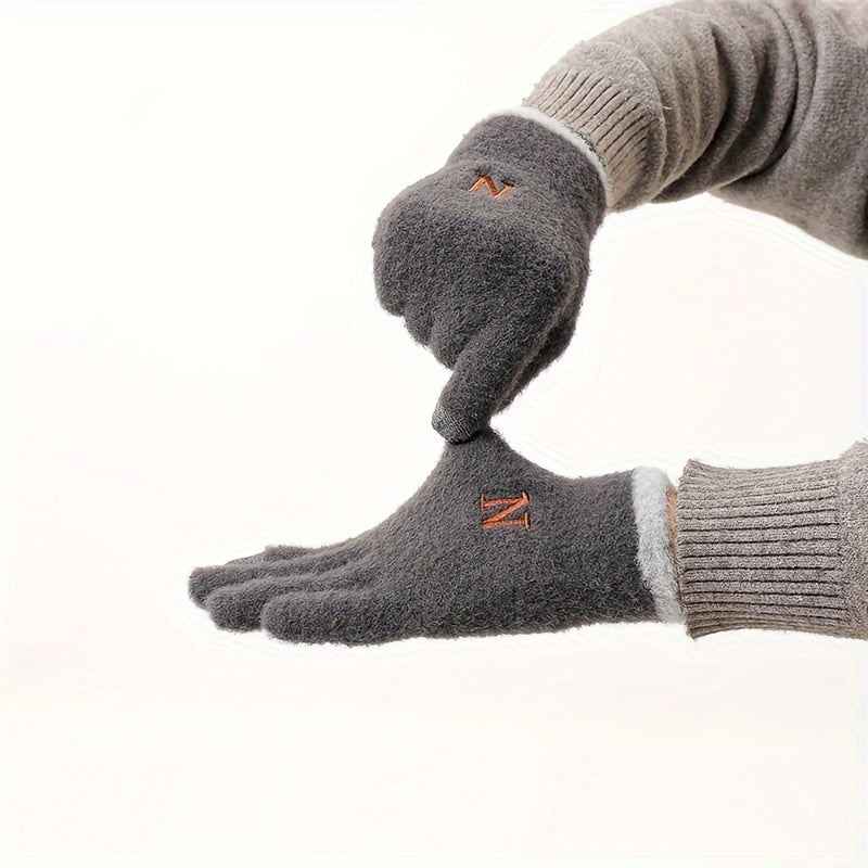 Men's Plush Winter Cycling Gloves Touch Screen Riding Gloves