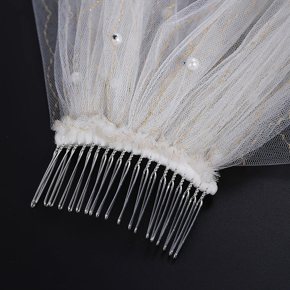 Bridal Veil Long Hair Accessory with Cascading Chains for Brides
