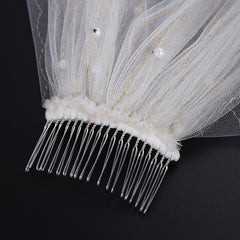 Bridal Veil Long Hair Accessory with Cascading Chains for Brides