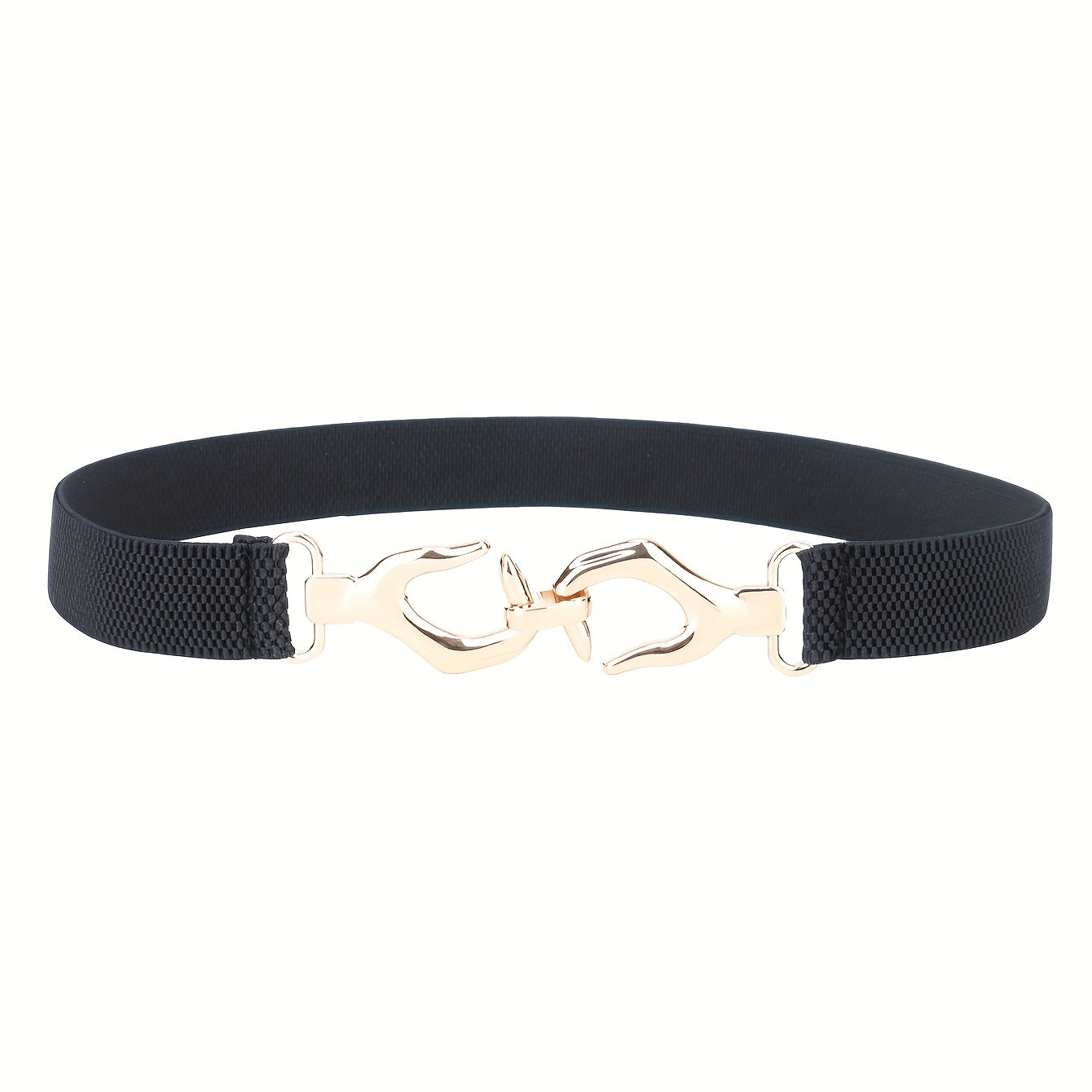 Metal Hollow Buckle Elastic Thin Belt Women Dress Coat Be