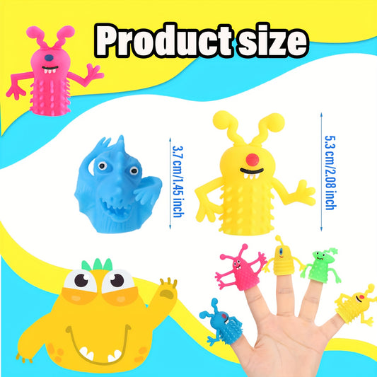 30pcs Monster Finger Puppets Sensory Toys 4 Unique Designs Assorted Colors