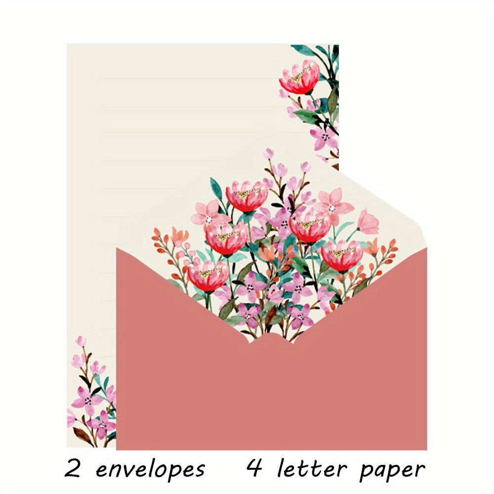 Vintage Floral Stationery Set: Blank Note Cards & Envelopes