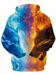 Wolves 3D Print Hoodies for Men Graphic Hoodie with Kangaroo Pocket
