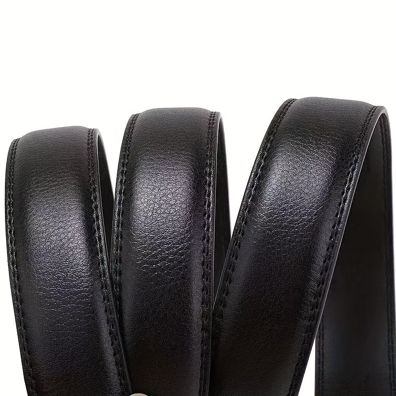 Men's Leather Belt Ratchet Buckle Business Suit Waist Strap High Belt