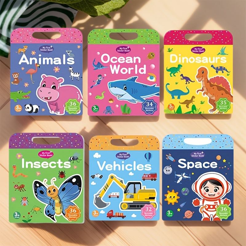 Kids' Reusable Sticker Book, Washable - Fun Learning Activity