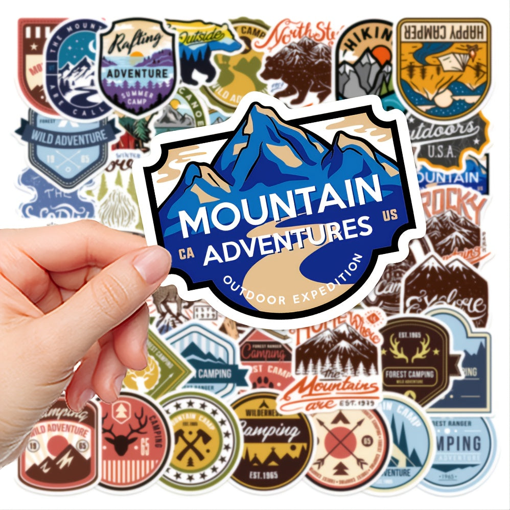 48pcs Outdoor Camping Waterproof Stickers for Water Bottles Cars Laptop Bike