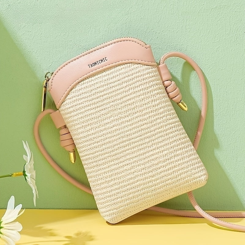 Straw Zipper Crossbody Bag All Match Shoulder Coin Purse