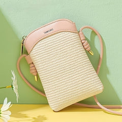 Straw Zipper Crossbody Bag All Match Shoulder Coin Purse
