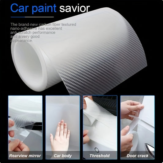 Carbon Fiber Pattern Transparent Car Threshold Rearview Mirror Stickers