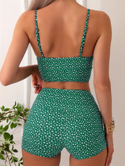 Floral Print High Waist Bikini Set - Stretch Swimsuit