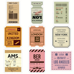 60pcs Retro Airplane Transportation Ticket Stickers Vinyl Self Adhesive Decals