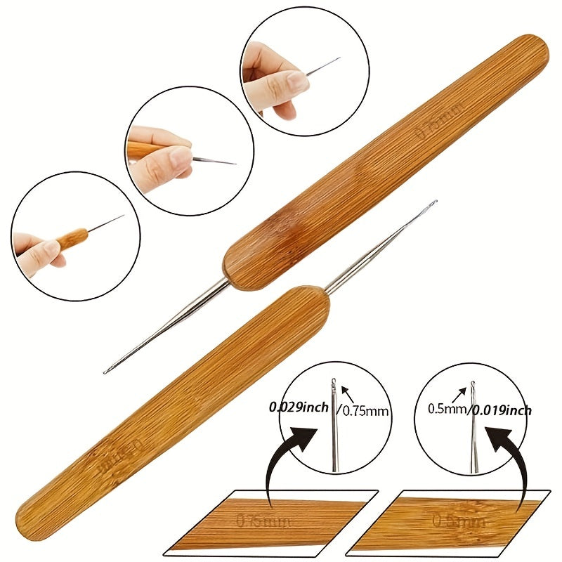 3pcs Long Hair Lock Crochet Knitting Hook Hair Tools 0.75mm 0.5mm