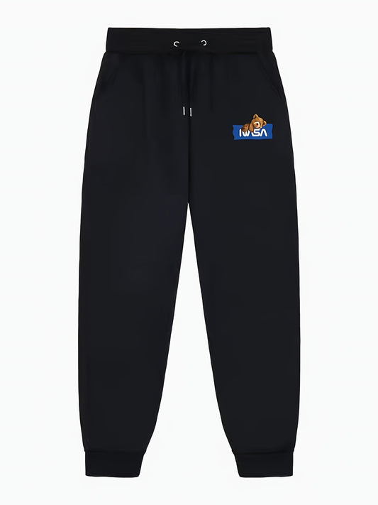 Bear Pattern Joggers Men's Casual Stretch Waist Sweatpants