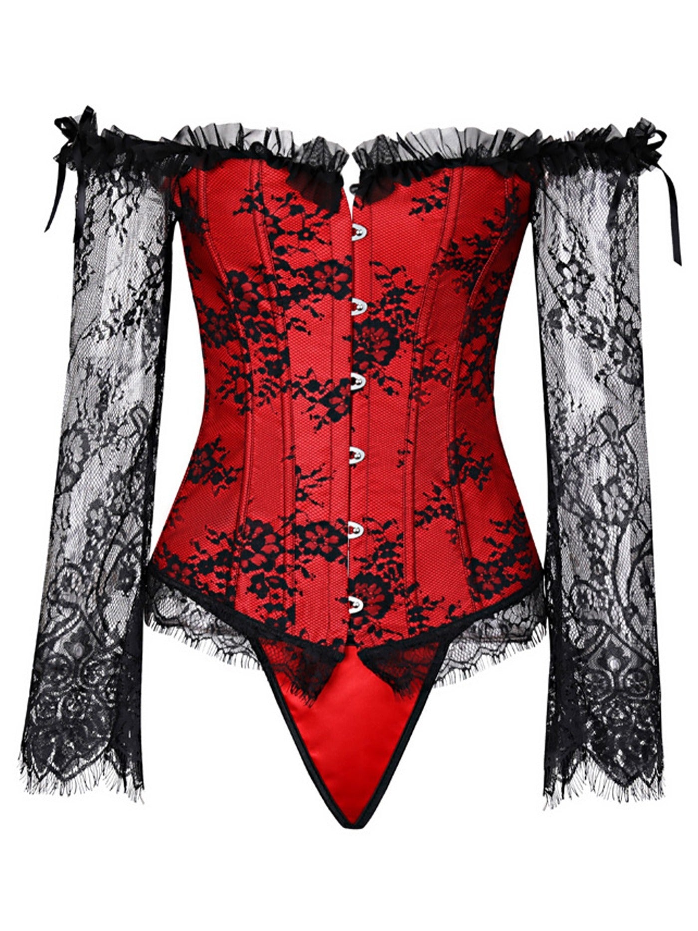 Off Shoulder Lace Corset Dress w High Low Skirt Halloween Costume