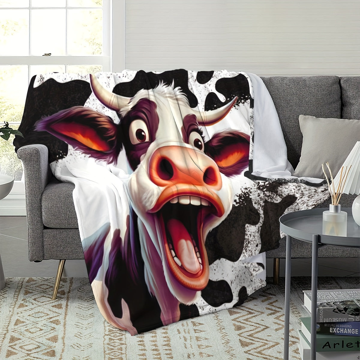 Creative Little Cow Printed Blanket for Bed & Travel