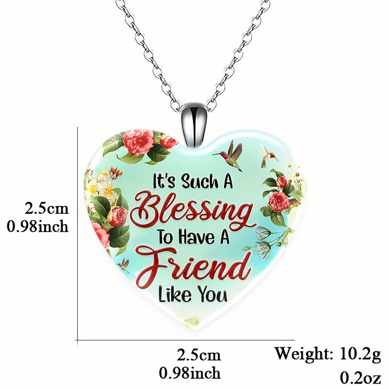 Friendship Love Crystal Pendant Necklace For BFF Bestie Sister