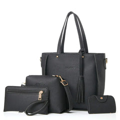 4PC Women Bag Set Top-Handle Tassel Handbag Shoulder Bag